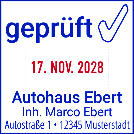 Trodat Printy 4724/2 zweifarbiger Datumstempel m. Text 40x40 mm SCHWARZ ZWEIFARBIG