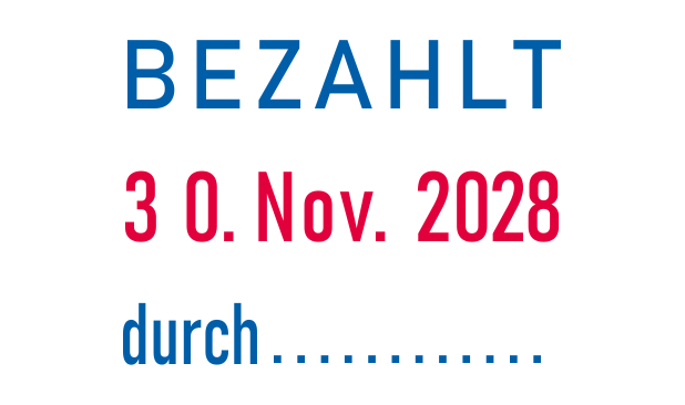 Trodat Professional 5460/L2 4.0 Datumstempel blau/rot mit Text Bezahlt durch ZWEIFARBIG