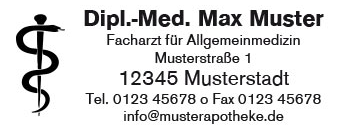 Colop Printer Arztstempel Motiv Aesculapstab m. individuellem Text WEISS SCHWARZ