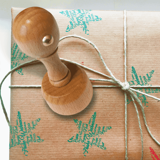 Kreativstempel aus Holz mit Weihnachtsmotiv rund 