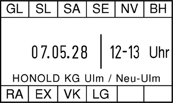 Reiner D53Z Datumstempel Uhrzeit und Textplatte 50x30 mm ROT