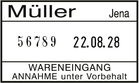 Reiner DN53a Numeroteur mit Datum und Textplatte 50x30 mm ROT