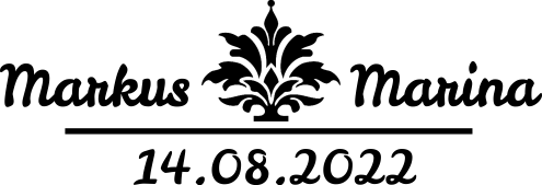 Trodat Printy Hochzeitsstempel mit Motiv HO – Hochzeitsdatum mit Namen BLAU BLAU