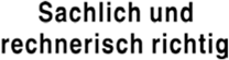 Imprint 37 x 13 mm mit Text: Sachlich und rechnerisch richtig BLAU