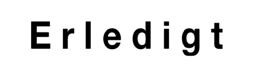 Holzstempel mit Text: Erledigt 