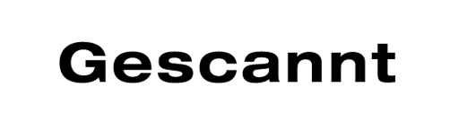 Holzstempel mit Text: Gescannt 