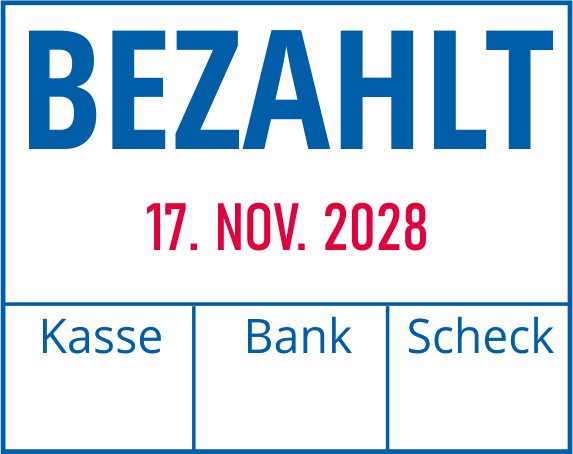 Colop Printer 54 zweifarbiger Datumstempel mit Text 50x40 mm ZWEIFARBIG