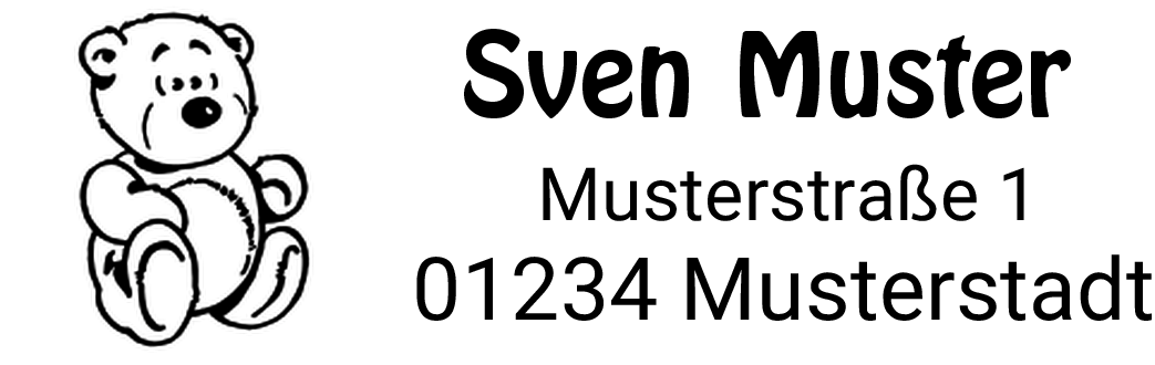 Trodat Printy individueller Schulstempel Nr. 11 Teddybär SCHWARZ BLAU