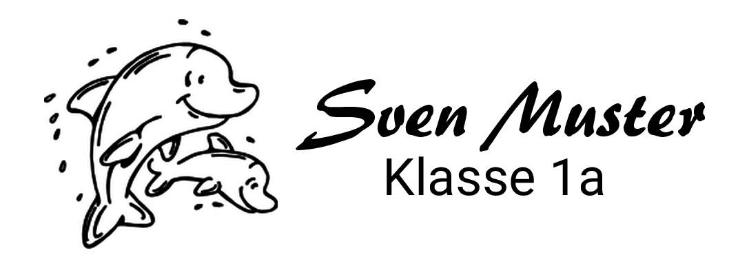 Trodat Printy individueller Schulstempel Nr. 23 Delfine SCHWARZ BLAU