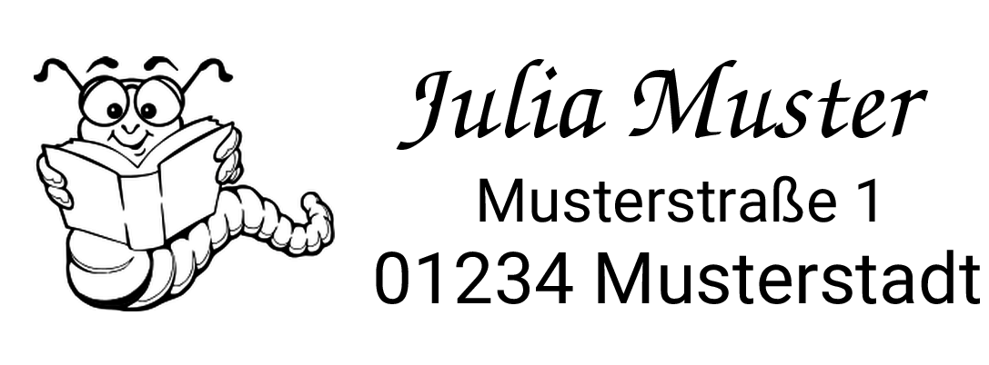 Trodat Printy individueller Schulstempel Nr. 5 Lesewurm SCHWARZ BLAU