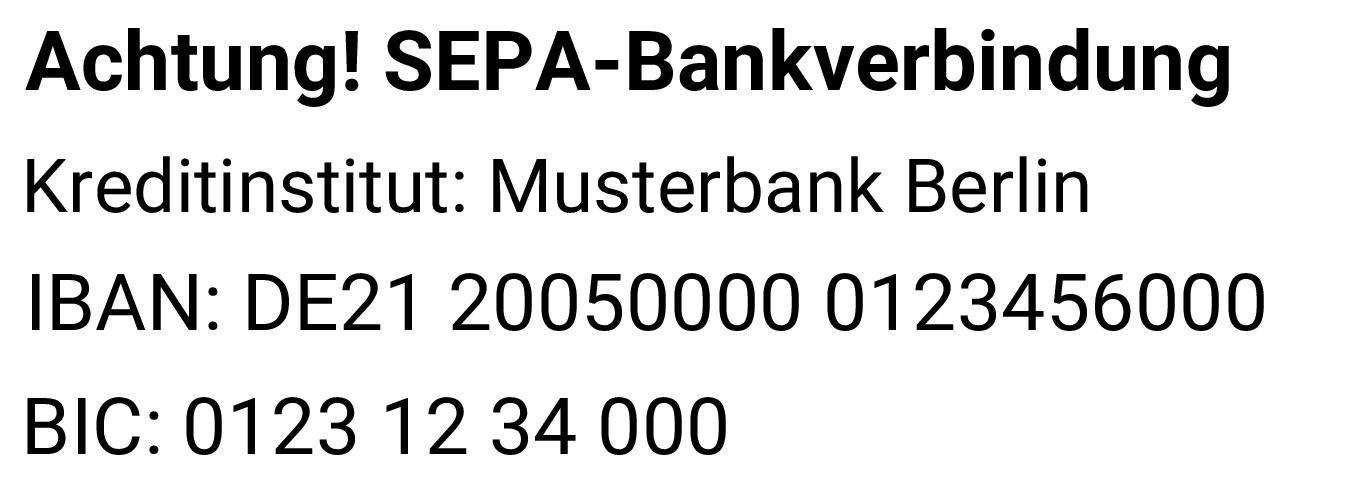 Spezialstempel SEPA 2 für eigenen Text GRÜN BLAU