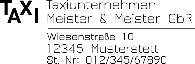 Stempel für Taxi-Quittung BLAU BLAU