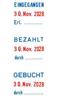 Ersatztextzeilen Trodat Professional 5430/L Datumstempel Eingegangen, Erl., Bezahlt, durch, Gebucht 
