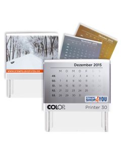 Colop Printer mit Kalender Stempel 46 x 17 mm WEISS BLAU