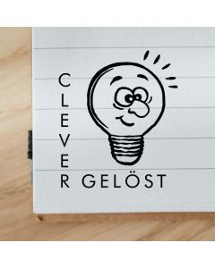 Holz Schulstempel Motiv Clever gelöst  
