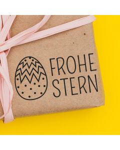 Osterstempel 26 Holz Frohe Ostern mit großem Osterei  