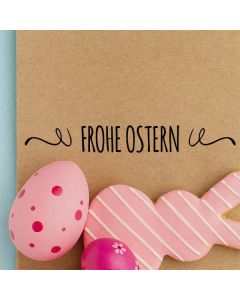 Osterstempel 04 Holz Frohe Ostern mit Ranke  