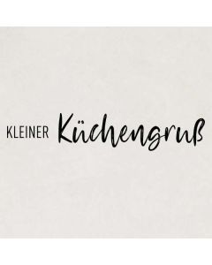 Holzstempel mit Abdruck: Kleiner Küchengruß  