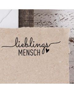 Holzstempel mit Text: Lieblingsmensch  