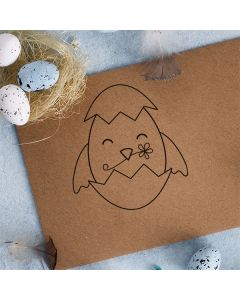 Osterstempel 13 Holz Motiv Kleines Osterküken im Ei  