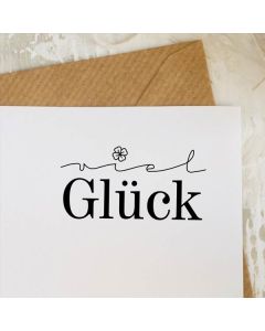 Holzstempel mit Abdruck: viel Glück  