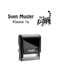 Trodat Printy individueller Schulstempel Nr. 29 getigerte Katze SCHWARZ BLAU