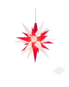 Herrnhuter Stern weiß-rot ca. 13 cm mit LED