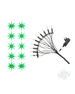 Sternenkette grün mit 10 Herrnhuter Sternen a 13 cm LED  