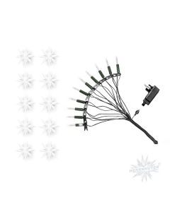 Sternenkette weiss mit 10 Herrnhuter Sternen a 13 cm LED  
