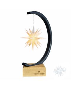 Sternenbogen aus Metall anthrazit-glitter mit einem Herrnhuter Stern 13 cm weiß  