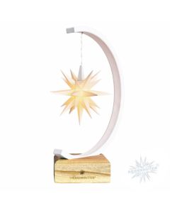 Sternenbogen aus Metall weiß-glitter mit einem Herrnhuter Stern 13 cm weiß  