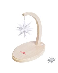 Sternenbogen aus Holz Buche natur mit einem Herrnhuter Stern 13 cm weiß  