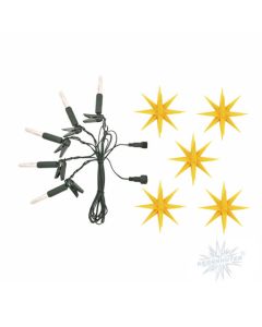 Kurzkette/ Erweiterung für Sternenkette gelb mit 5 Herrnhuter Sternen a 13 cm