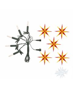 Kurzkette/ Erweiterung für Sternenkette gelb-rot mit 5 Herrnhuter Sternen a 13 cm