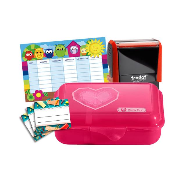 Schulbox Herz mit Trodat Printy 4912  BLAU