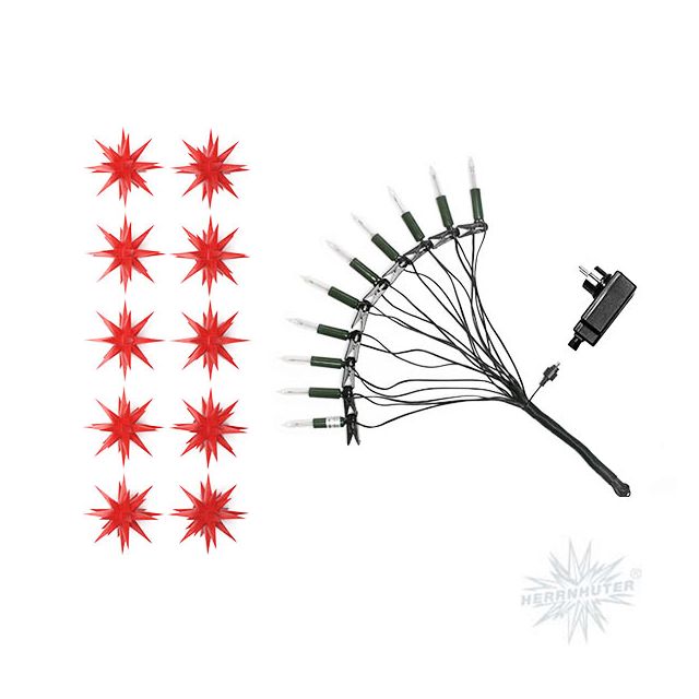Sternenkette rot mit 10 Herrnhuter Sternen a 13 cm LED  