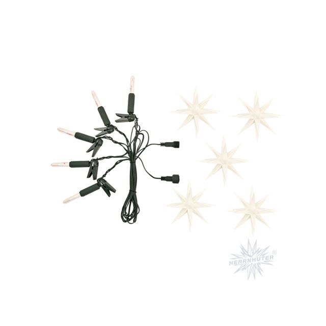 Kurzkette/ Erweiterung für Sternenkette weiß mit 5 Herrnhuter Sternen a 13 cm